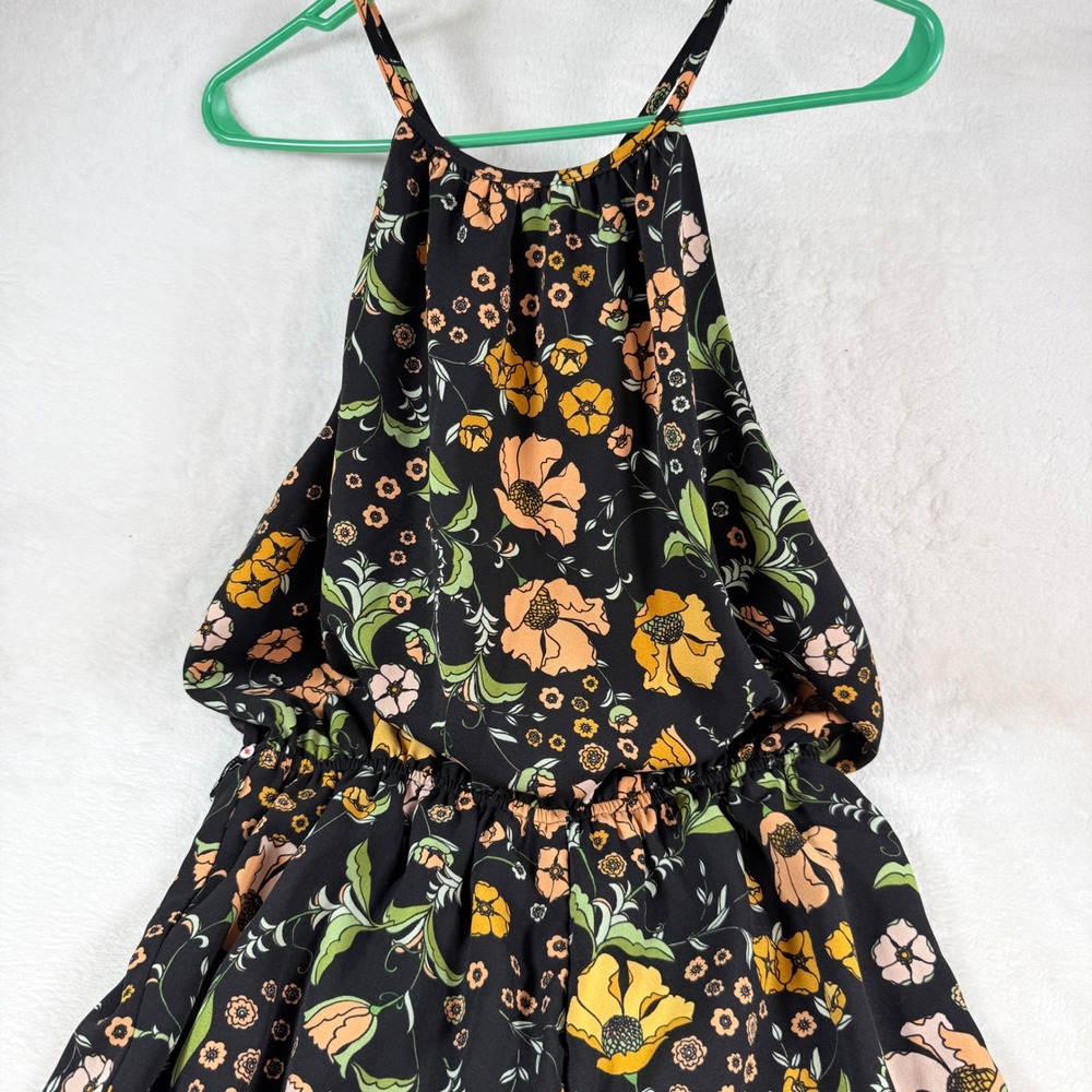 Baltic Born Floral Halter Neck Wide Leg Jumpsuit‎ Black Orange Yellow STP7205D L